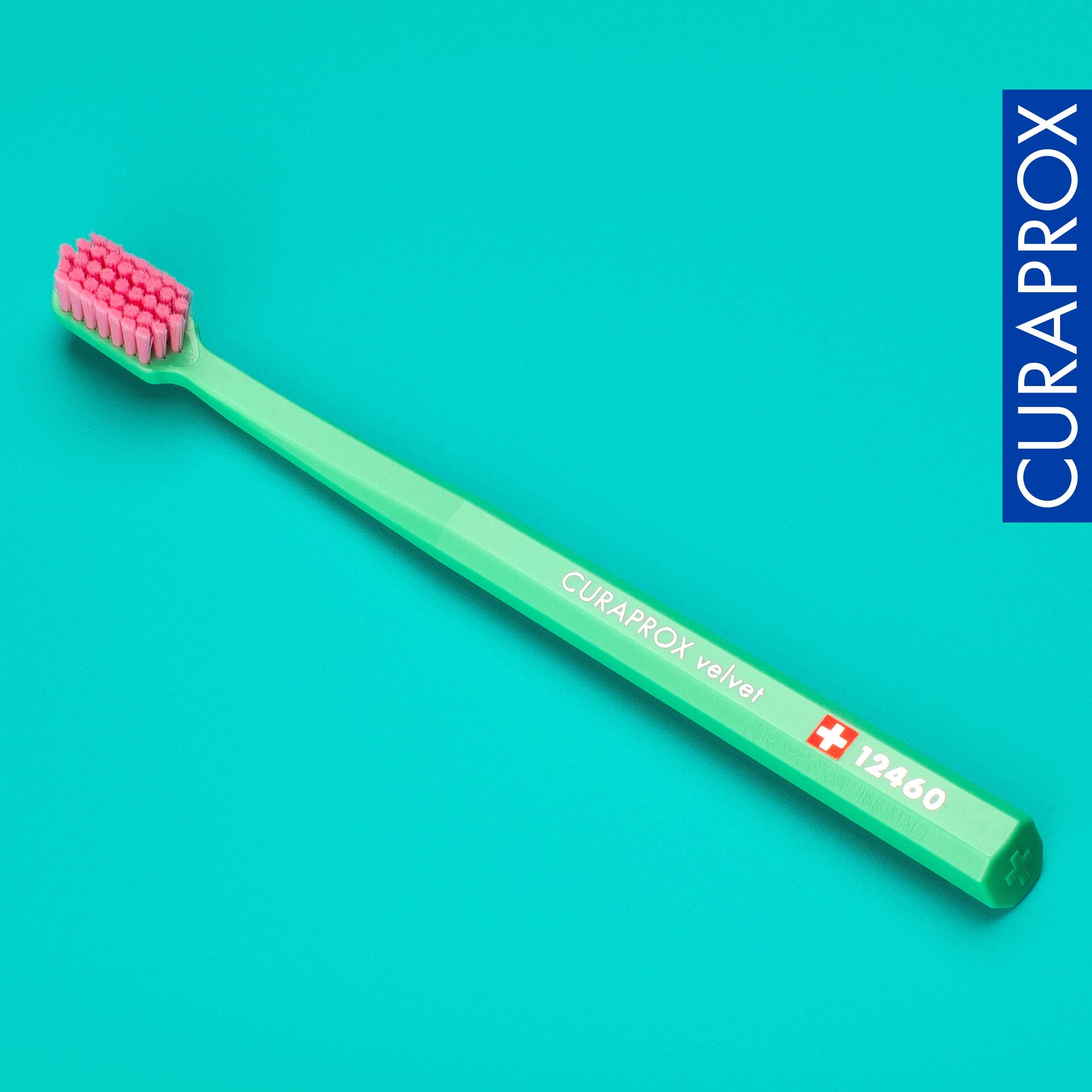Gently brushing with velvet soft bristles