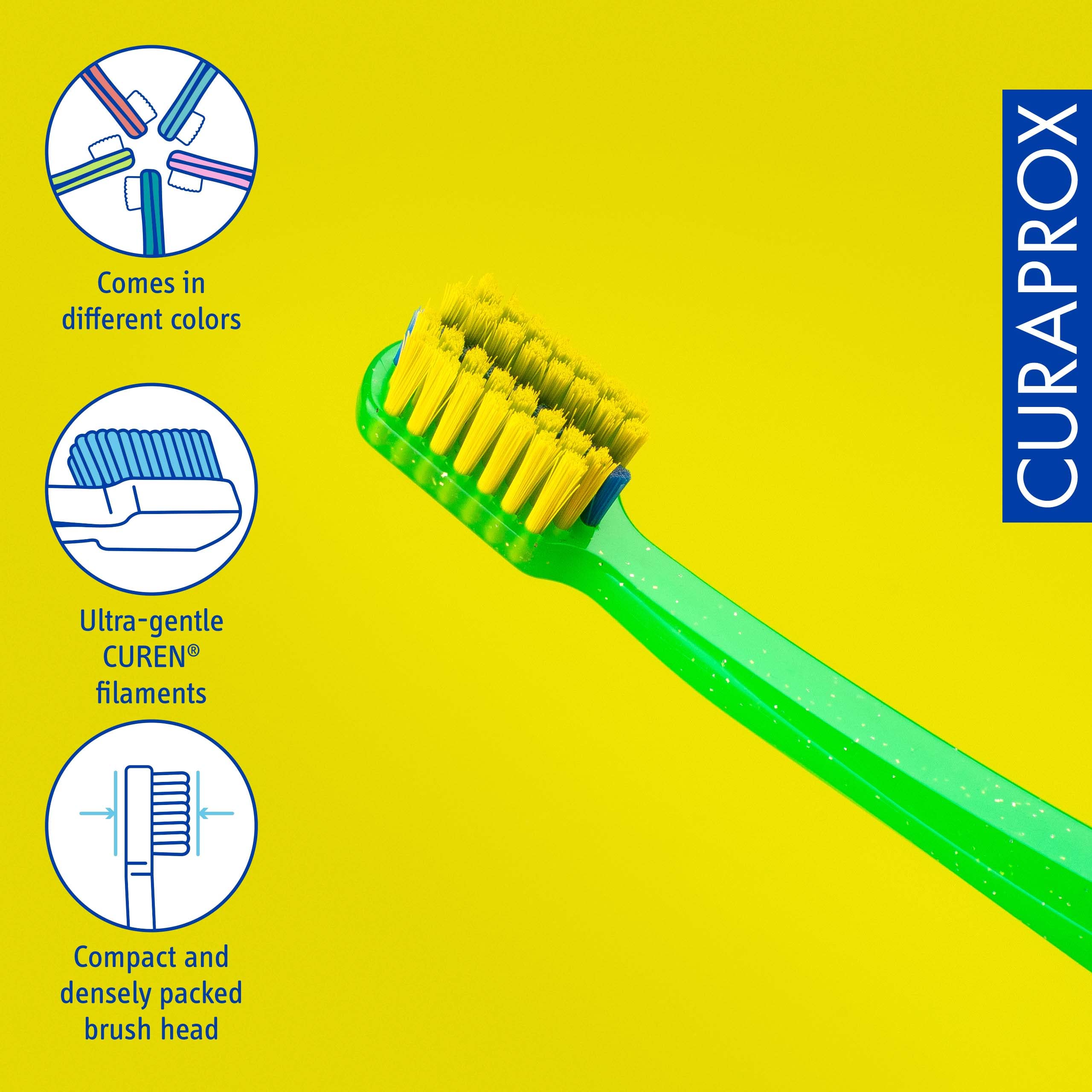 Brackets and teeth being cleaned with Curaprox CS 5460 toothbrush