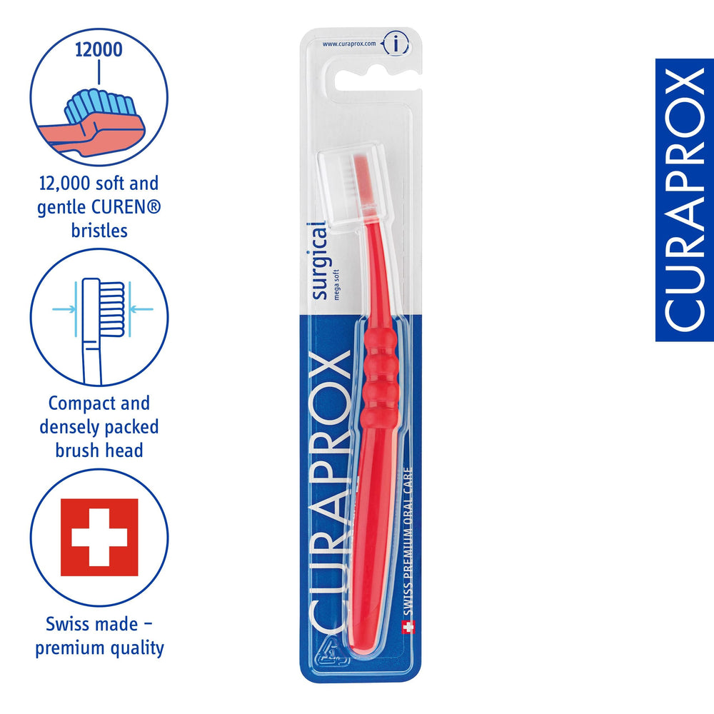 Close-up of ultra-soft Curen filaments on Curaprox CS Surgical Toothbrush
