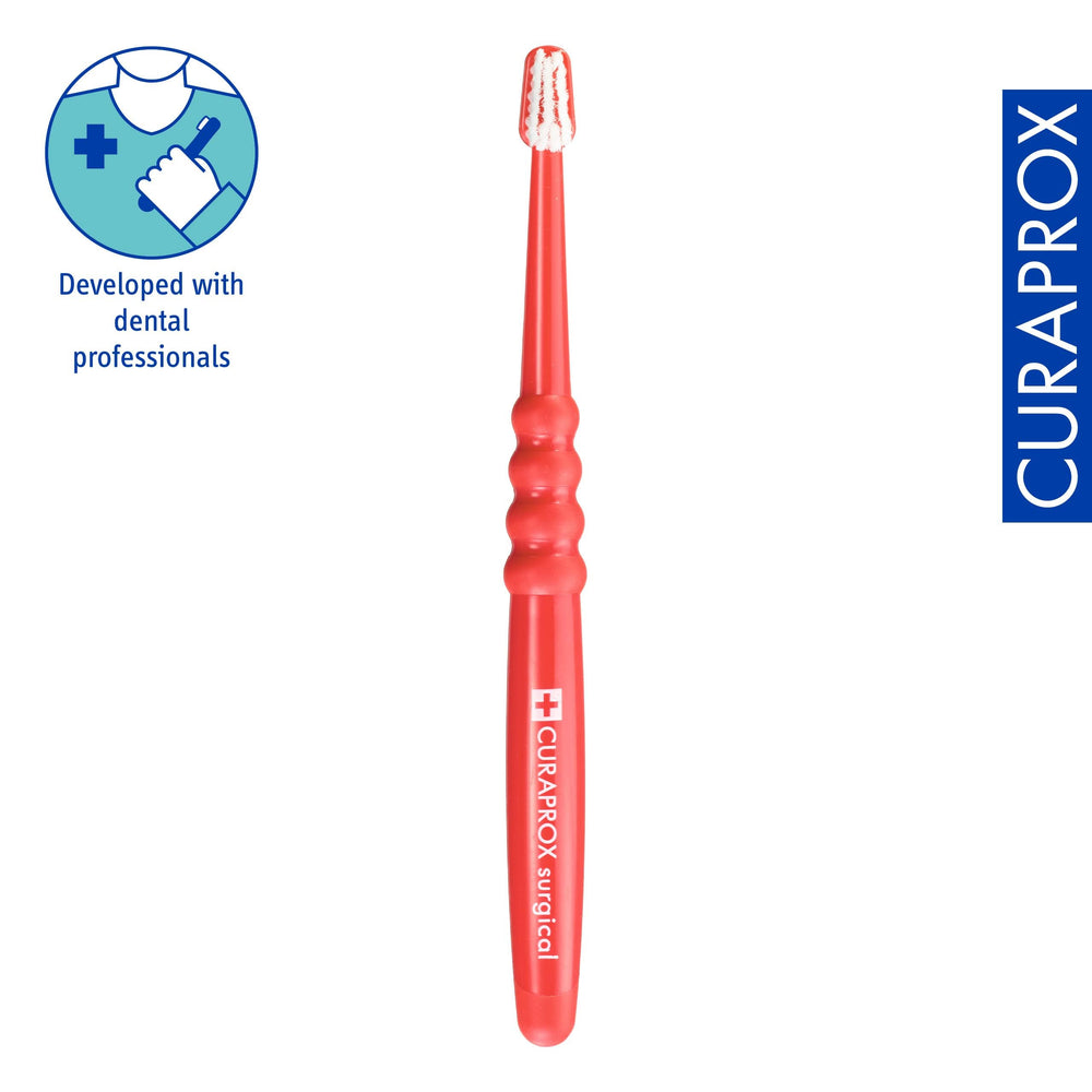 Detailed view of 0.06mm CUREN bristles on Curaprox toothbrush