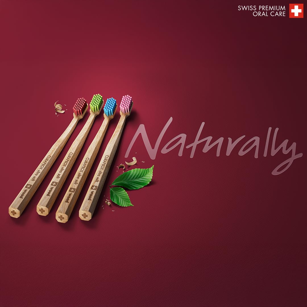 Assorted colours Curaprox CS Wood Toothbrush packaging image
