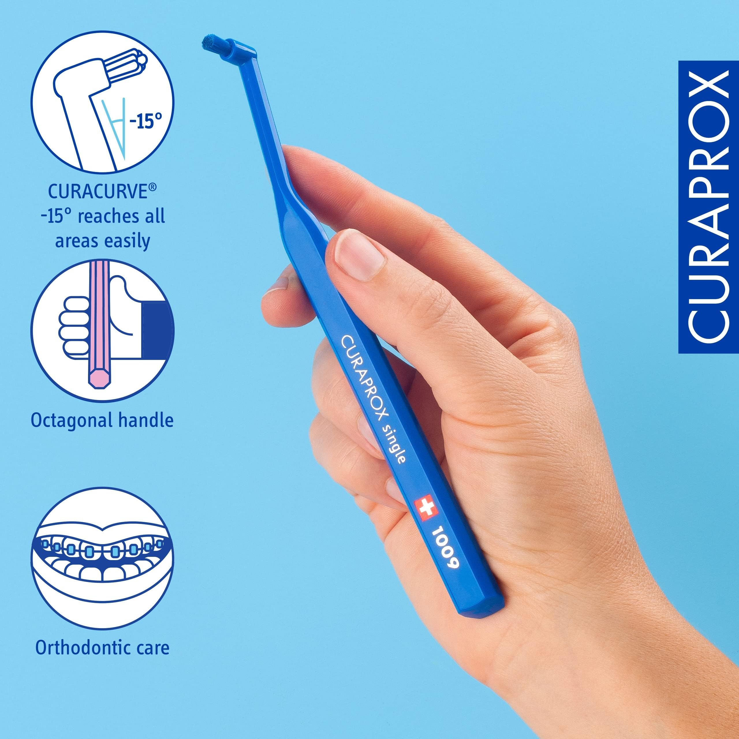 Toothbrush head showing rounded Curen filaments