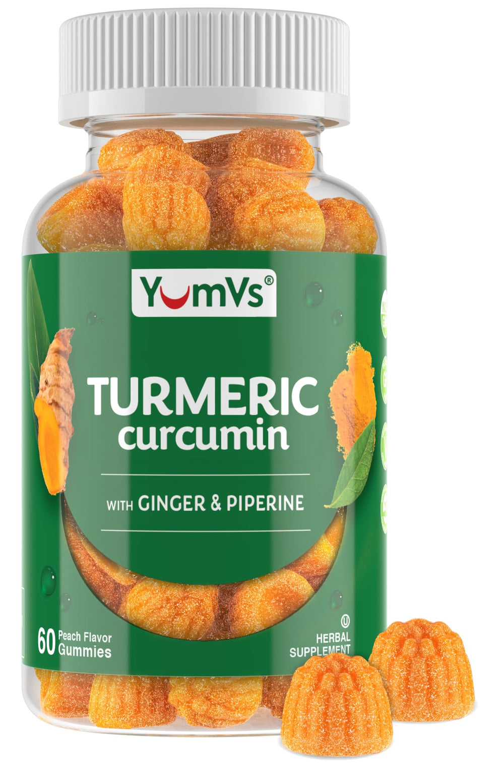 Curcumin Turmeric Gummies Peach flavor bottle - 60 count