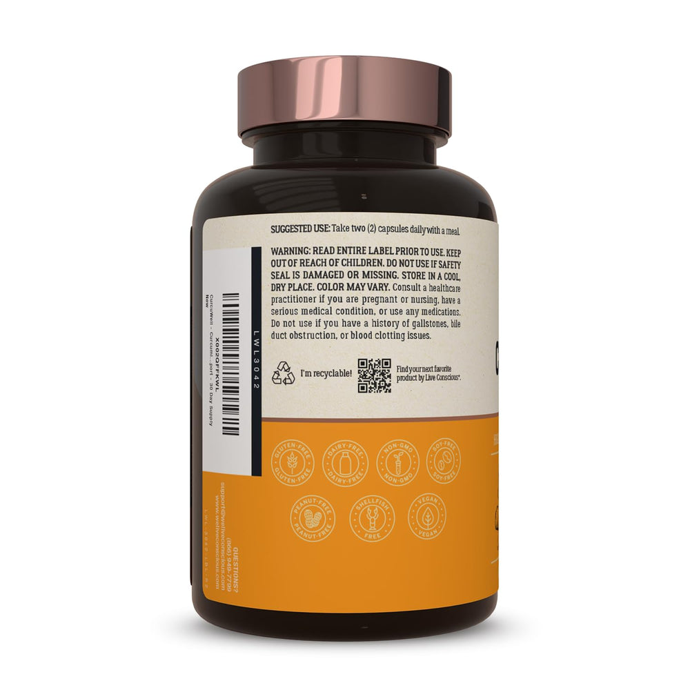 Graphic illustrating immune support and antioxidant benefits of CurcuWell.