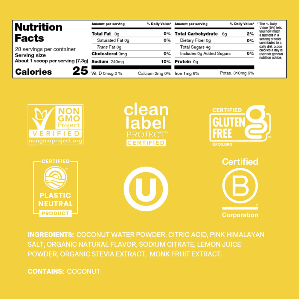 Cure Hydration Lemonade jar back label