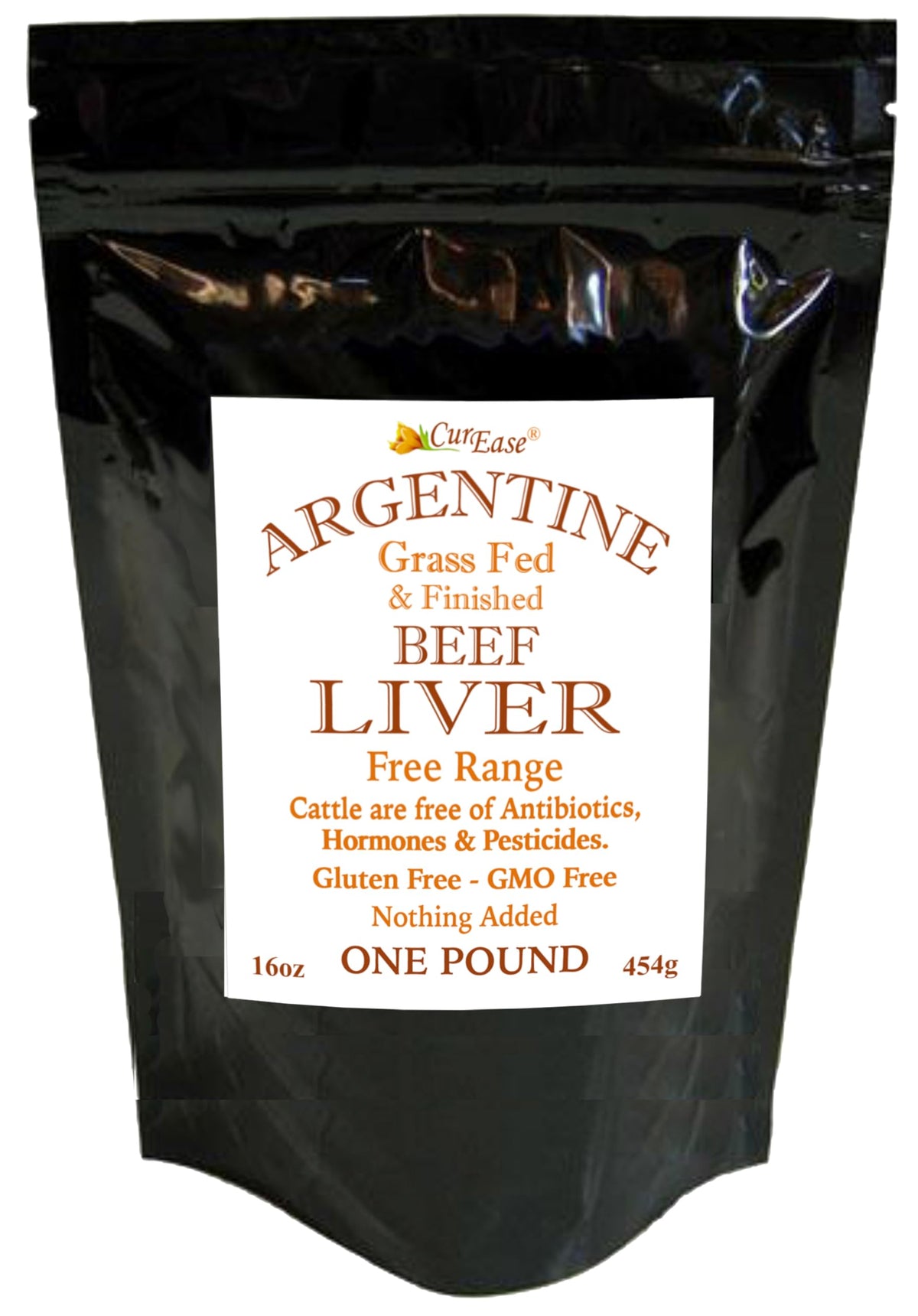 CurEase Argentine grass-fed beef liver powder in 1lb package