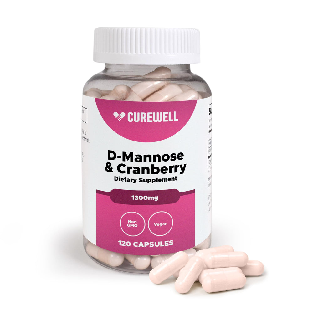 CUREWELL D-Mannose & Cranberry 1300mg bottle label
