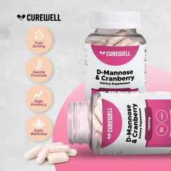 Close-up of D-Mannose & Cranberry capsules