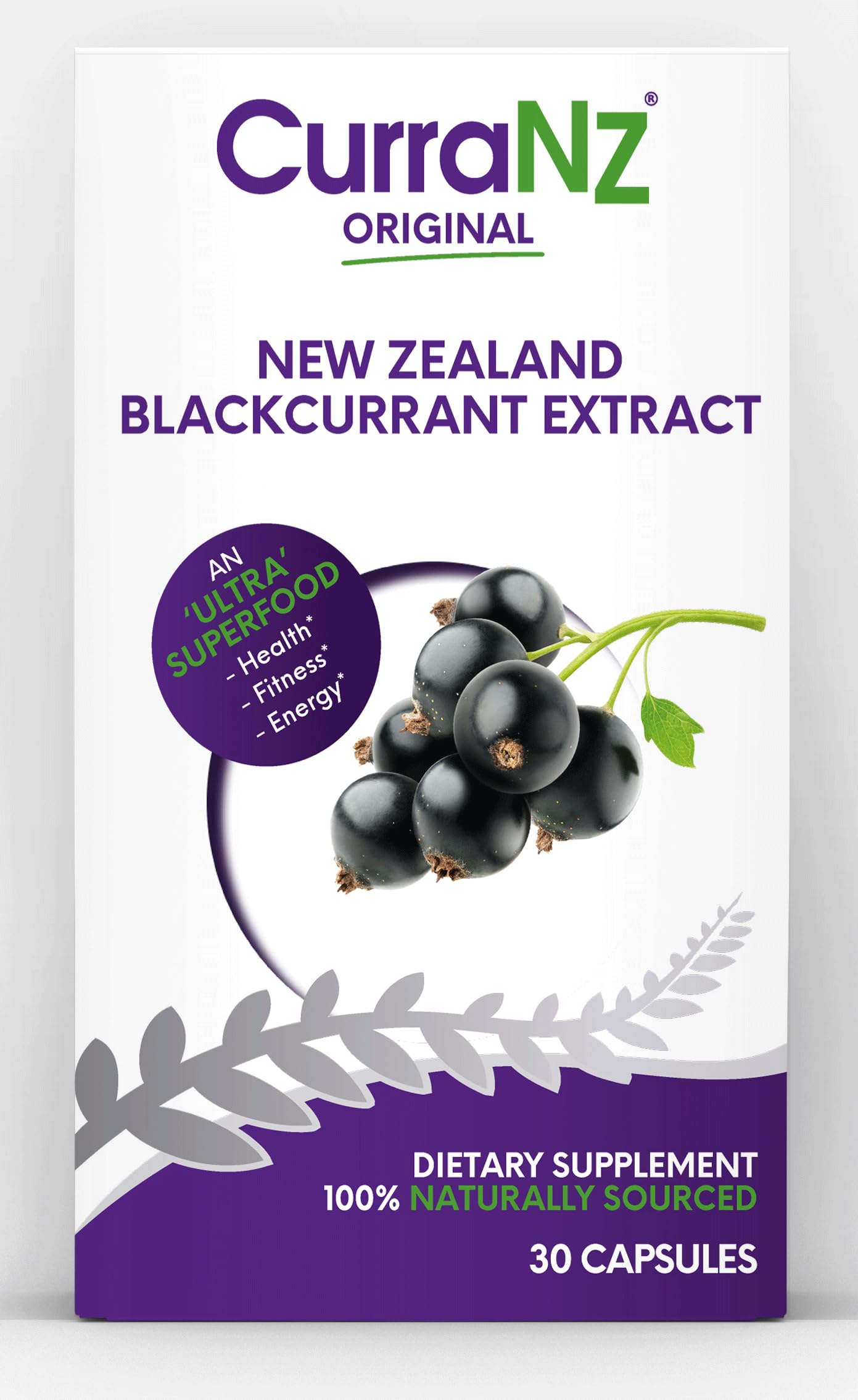 CURRANZ New Zealand blackcurrant extract capsules closeup highlighting endurance support potential.