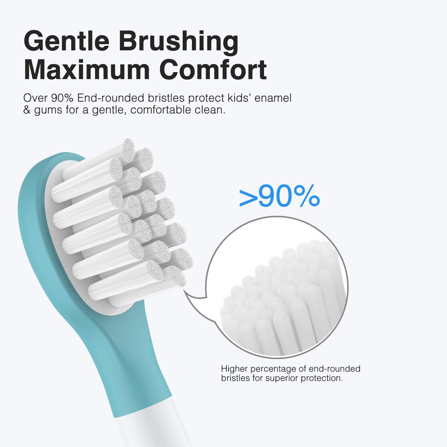 Curve-shaped bristles for hard-to-reach areas