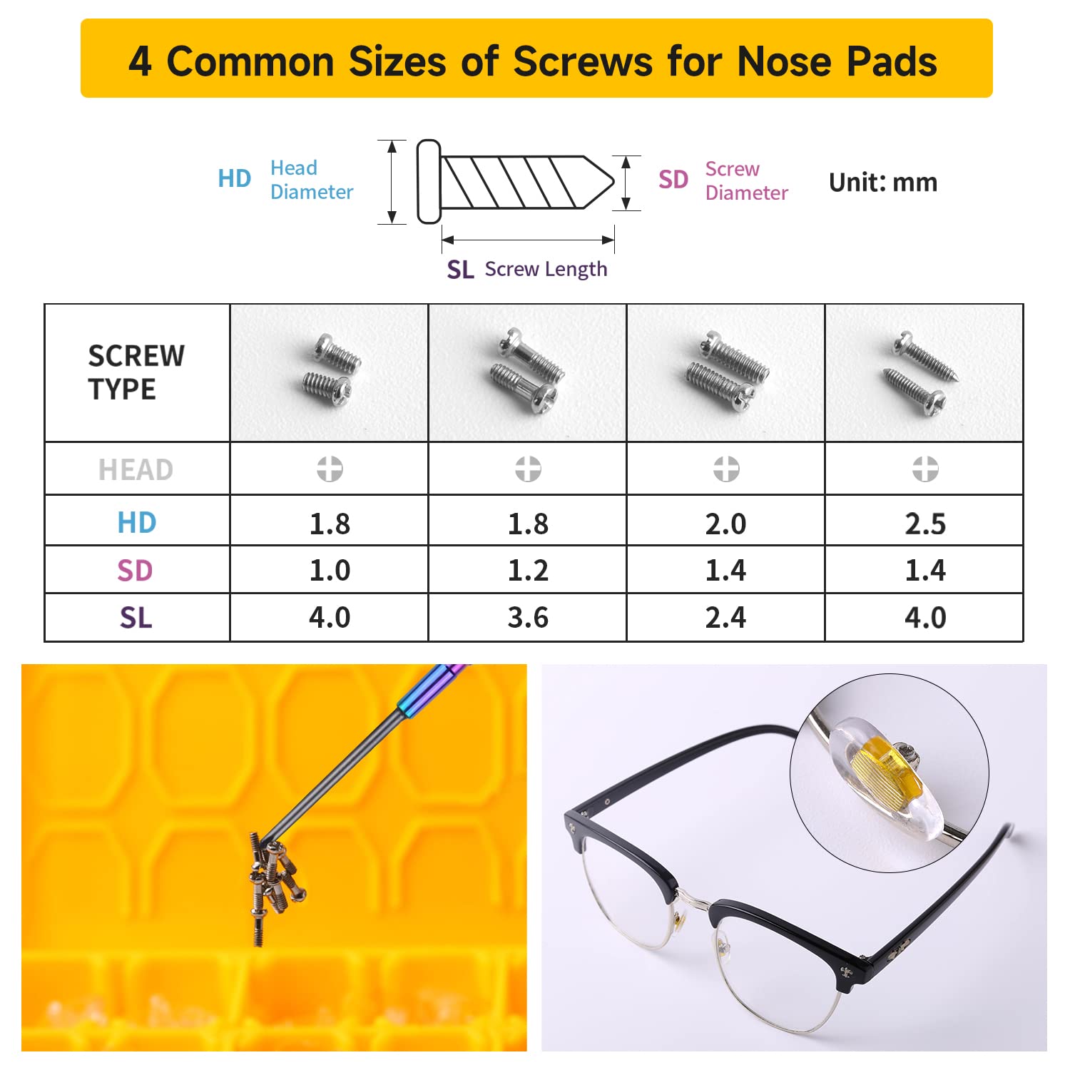 Curved tweezer for handling small screws