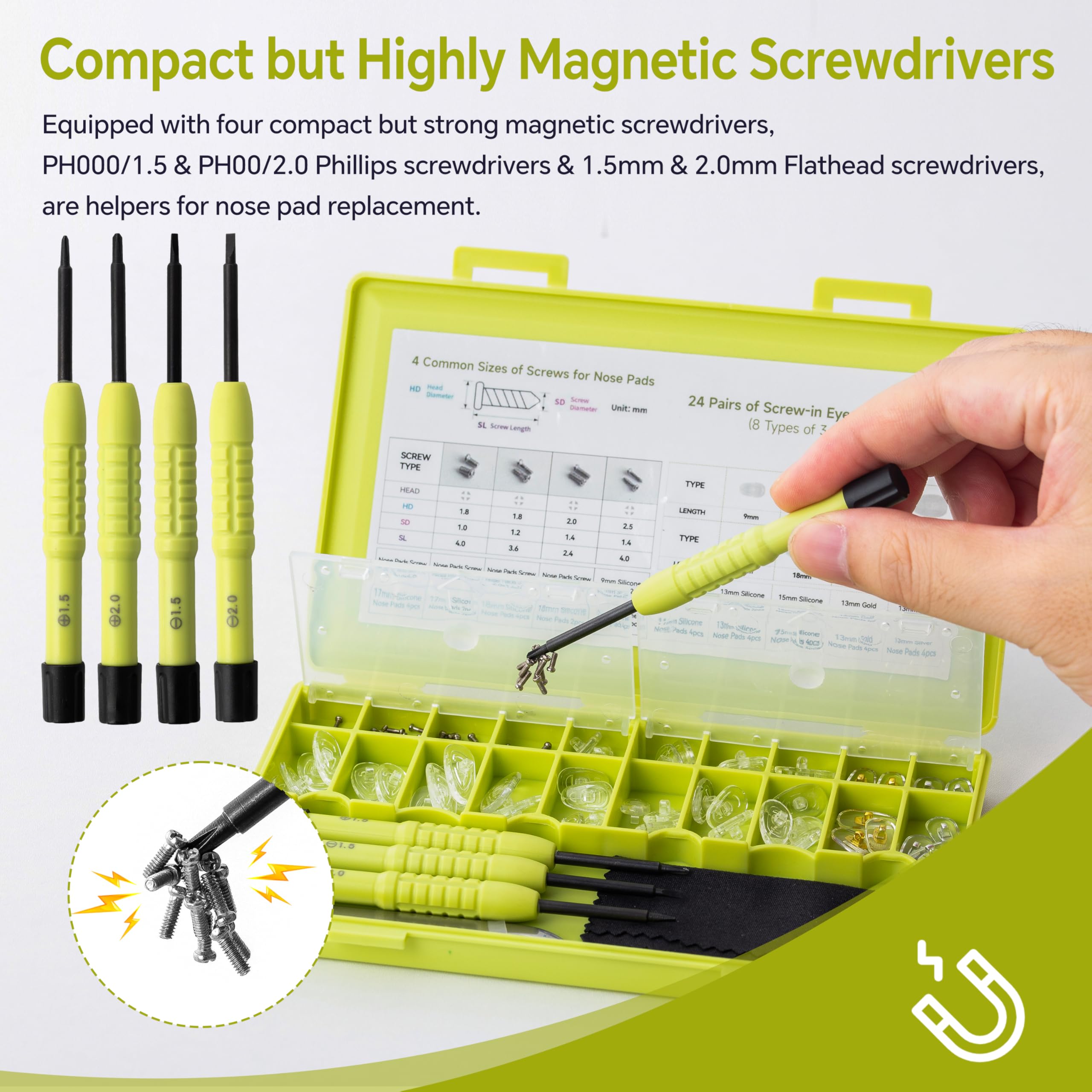 Curved tweezers included in the repair kit