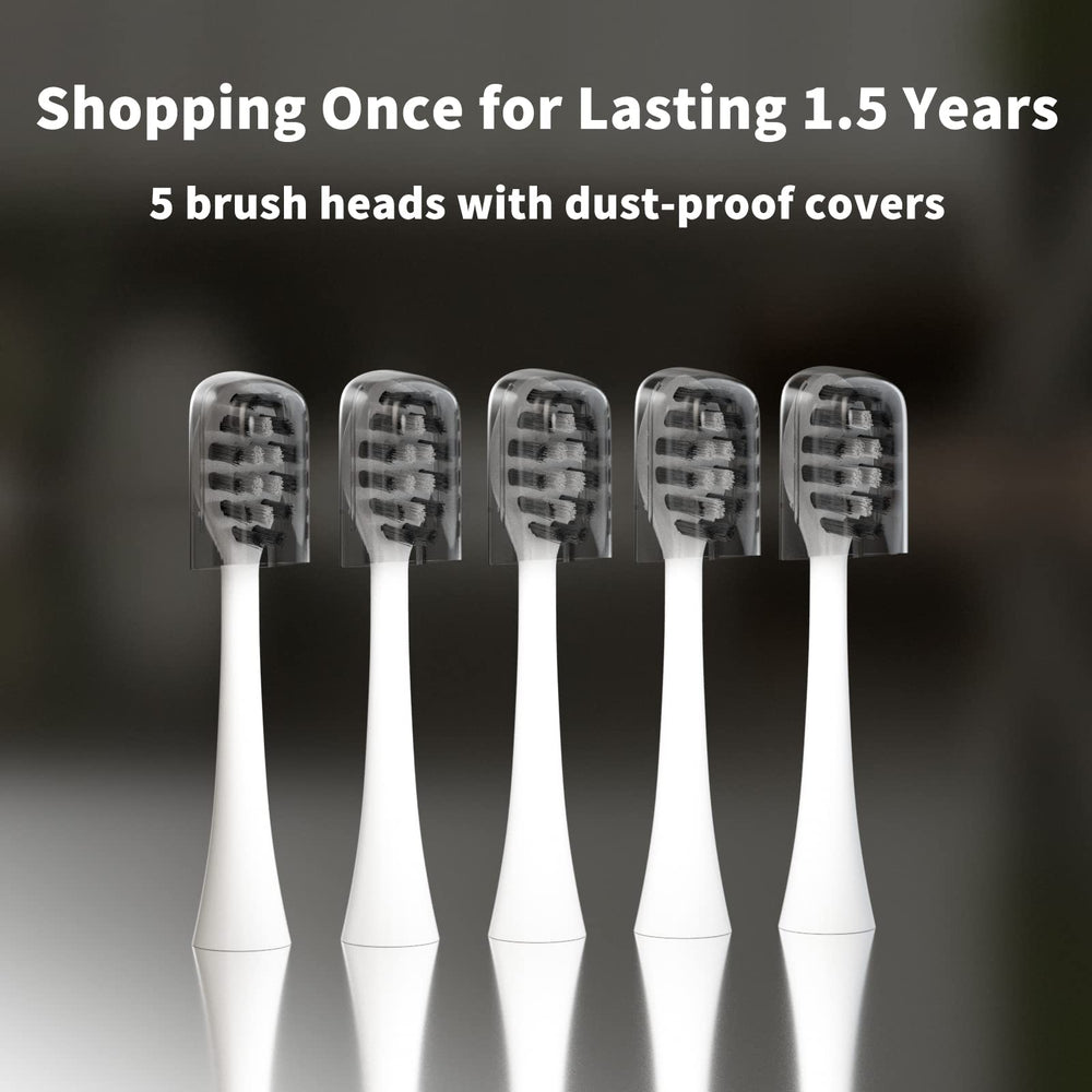 Brushing head with curved W-shaped bristles designed to fit teeth