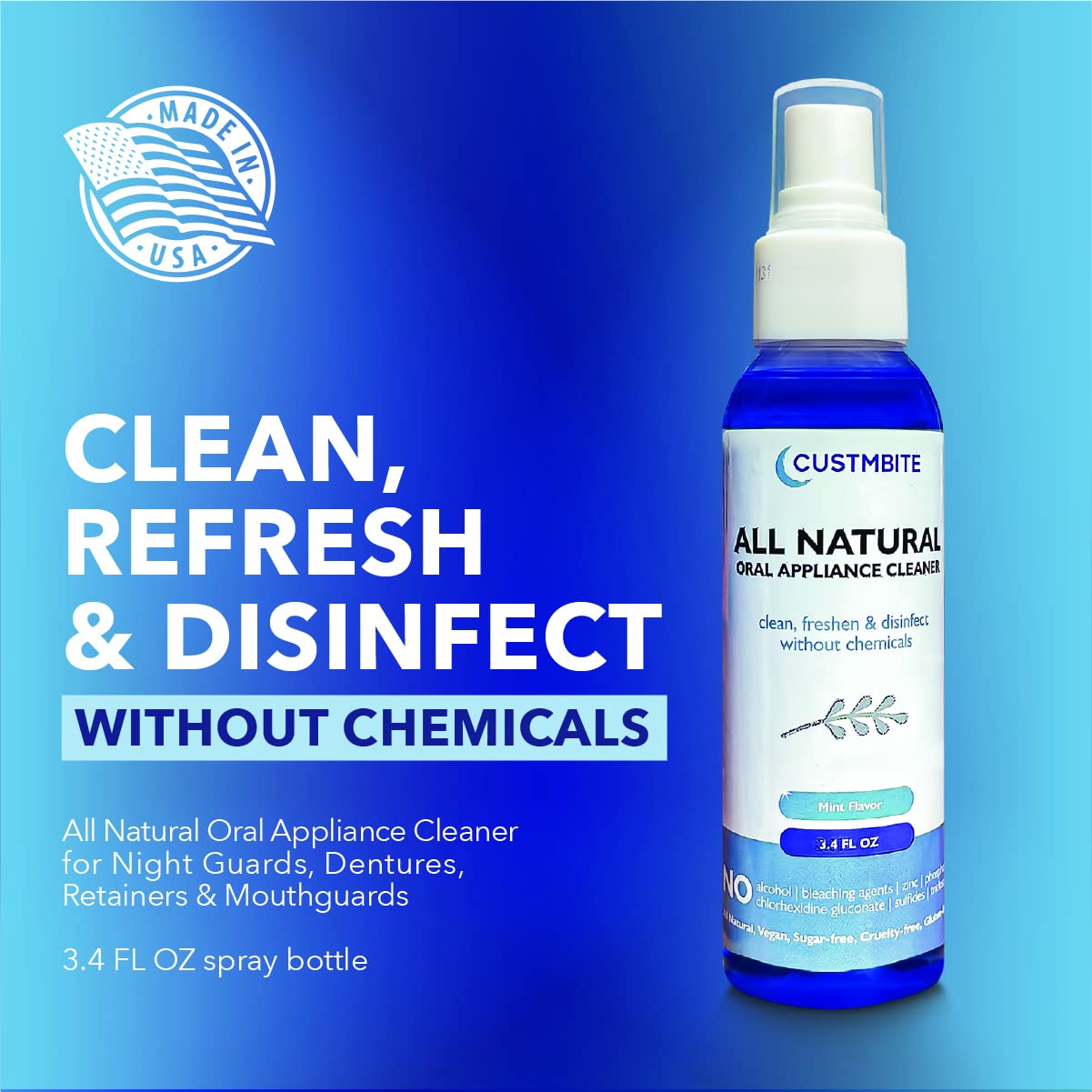 Close-up of CustMBite All Natural Cleaner bottle