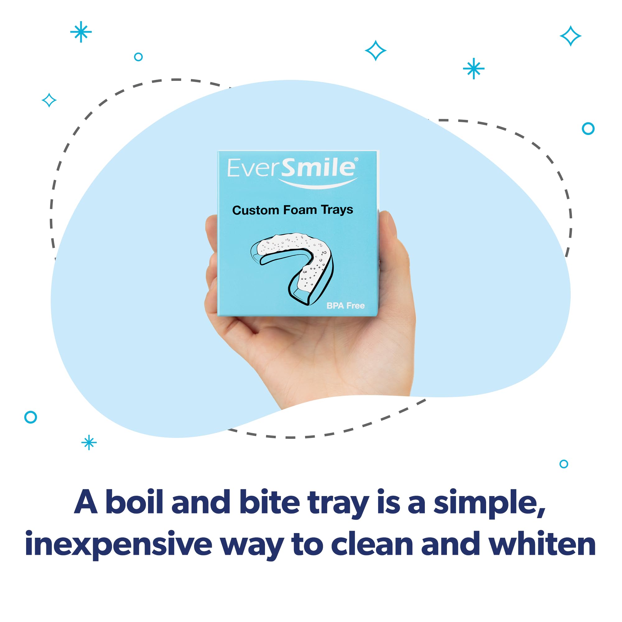 Custom mouth tray used with whitening and cleaning foam