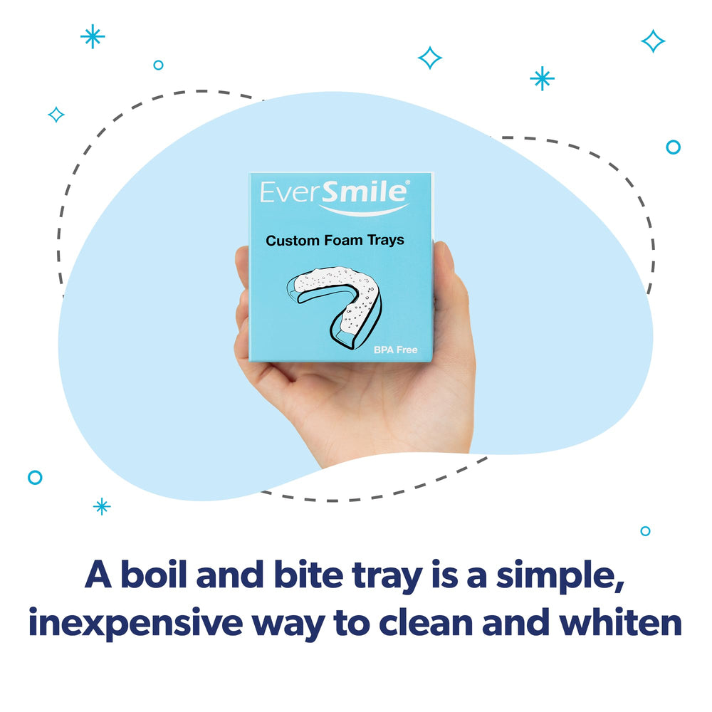 Custom mouth tray used with whitening and cleaning foam
