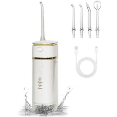 CUXFLS Portable Water Flosser held in hand showing compact cordless design