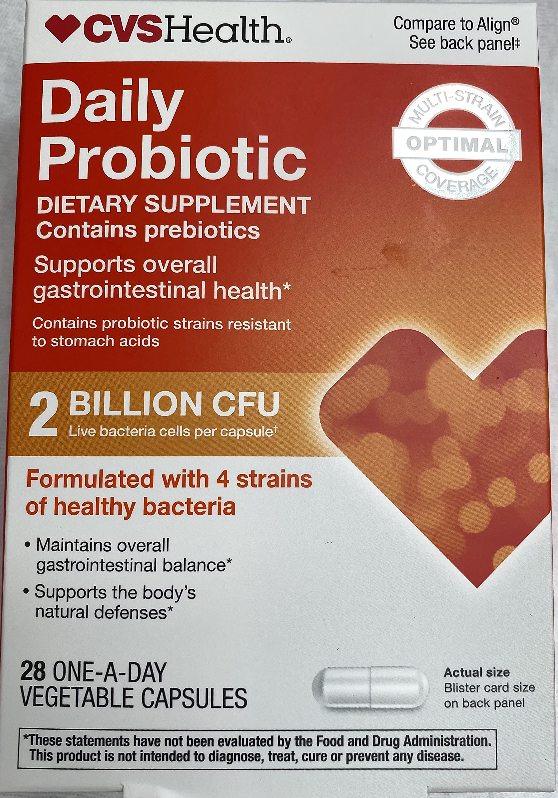 CVS Health Digestive Probiotic Vegetable Capsules bottle and label