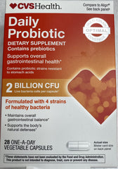 CVS Health Digestive Probiotic Vegetable Capsules bottle and label