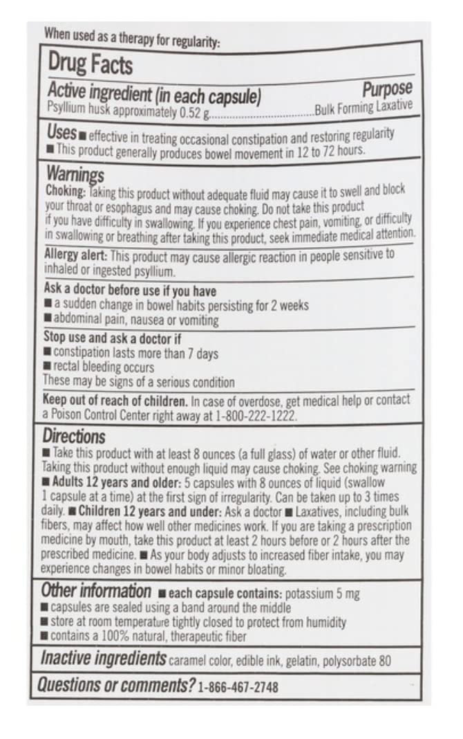 Label of CVS Health Natural Daily Fiber Capsules showing 160 capsules