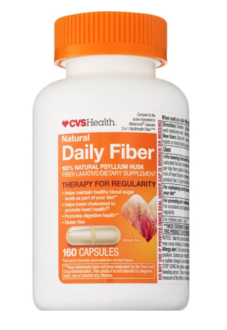 CVS Health Natural Daily Fiber Capsules bottle front view