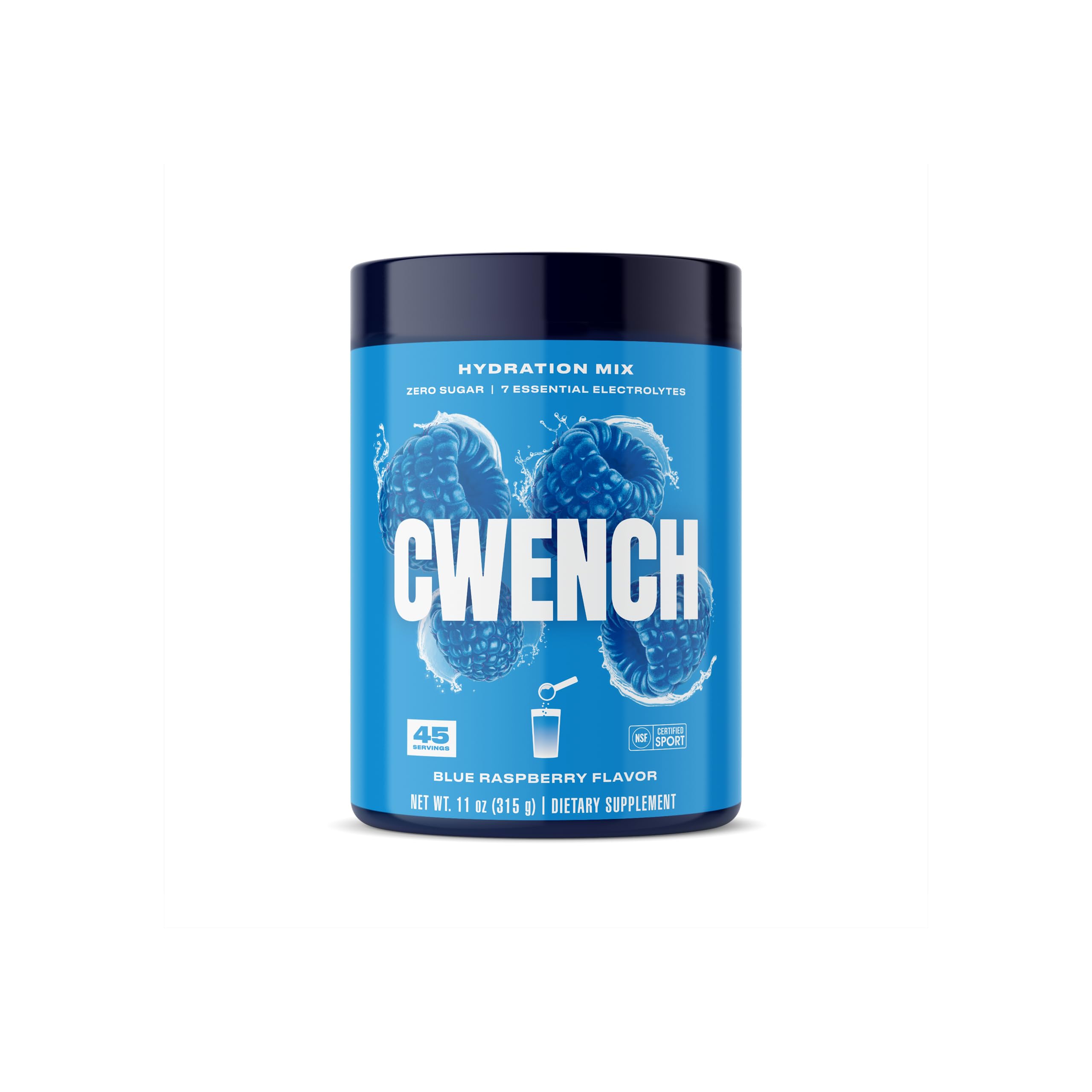 Front view of Cwench Electrolyte Mix Blue Raspberry 11oz