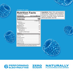 Close-up of Cwench Hydration Blue Raspberry bottle