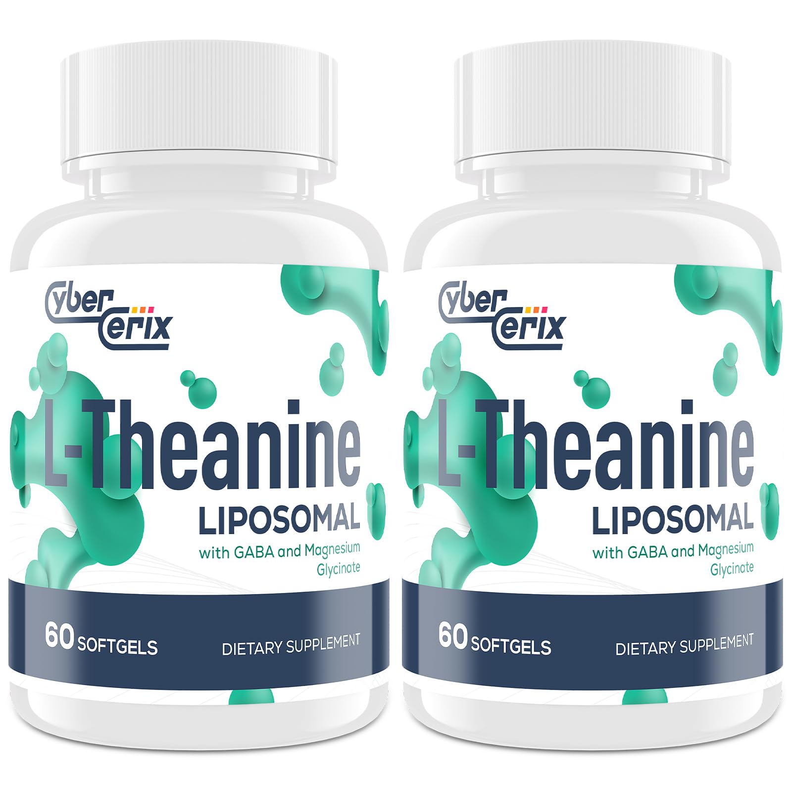 CyberCerix Liposomal L-Theanine 500mg bottle, 120 capsules