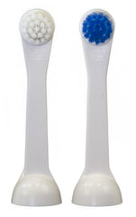 Two replacement brush heads with snap-on sanitary covers for Cybersonic electric toothbrushes