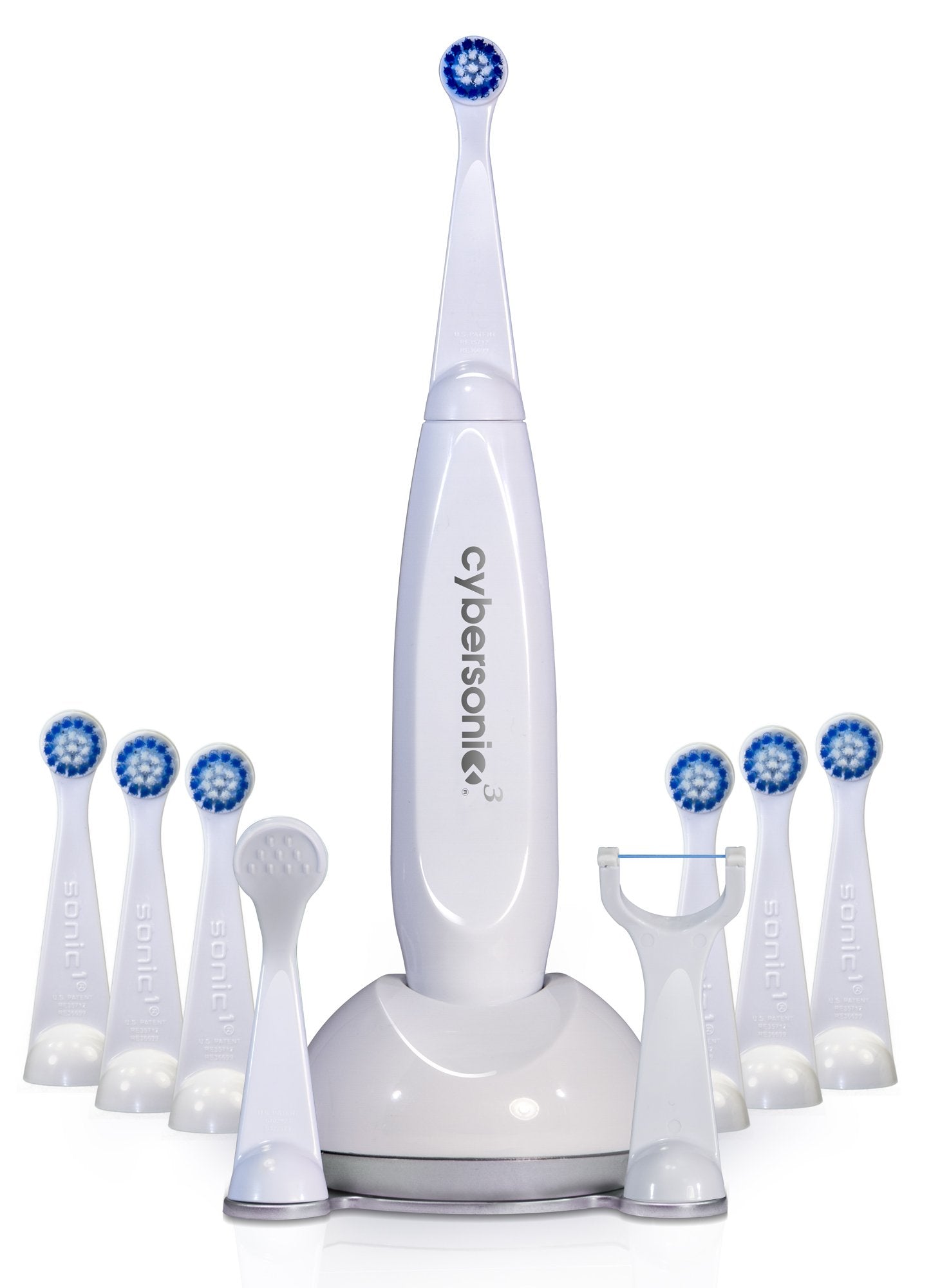 Cybersonic3 electric toothbrush with compact charging base