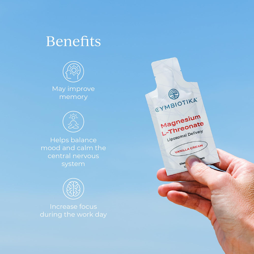 CYMBIOTIKA bottle with packaging for 1300 mg liposomal magnesium L-threonate