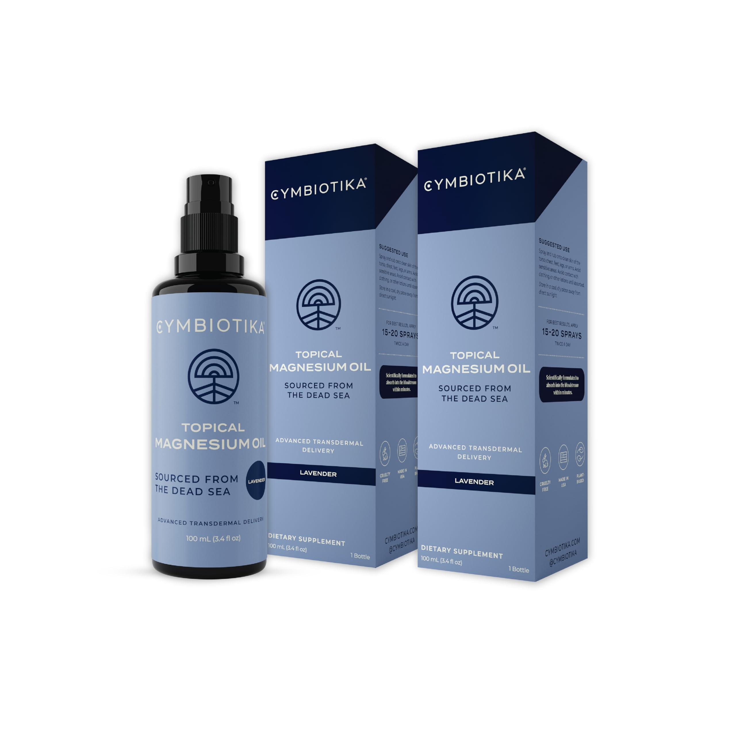 CYMBIOTIKA Magnesium Oil Spray bottle 6.8 fl oz, 2-pack