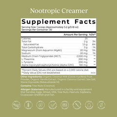 Spoon scooping nootropic creamer into a cup of coffee.