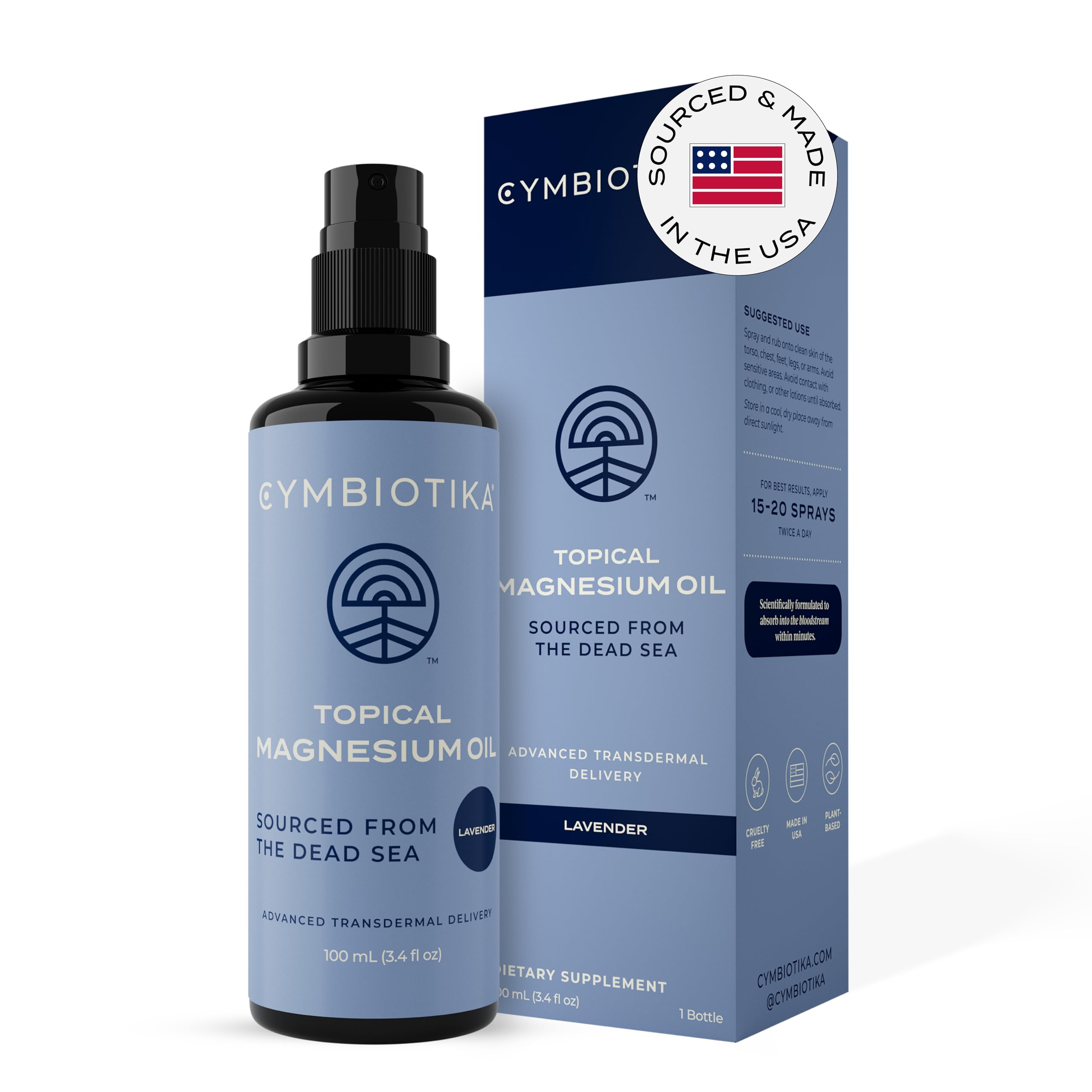 CYMBIOTIKA Topical Magnesium Oil Spray bottle front view