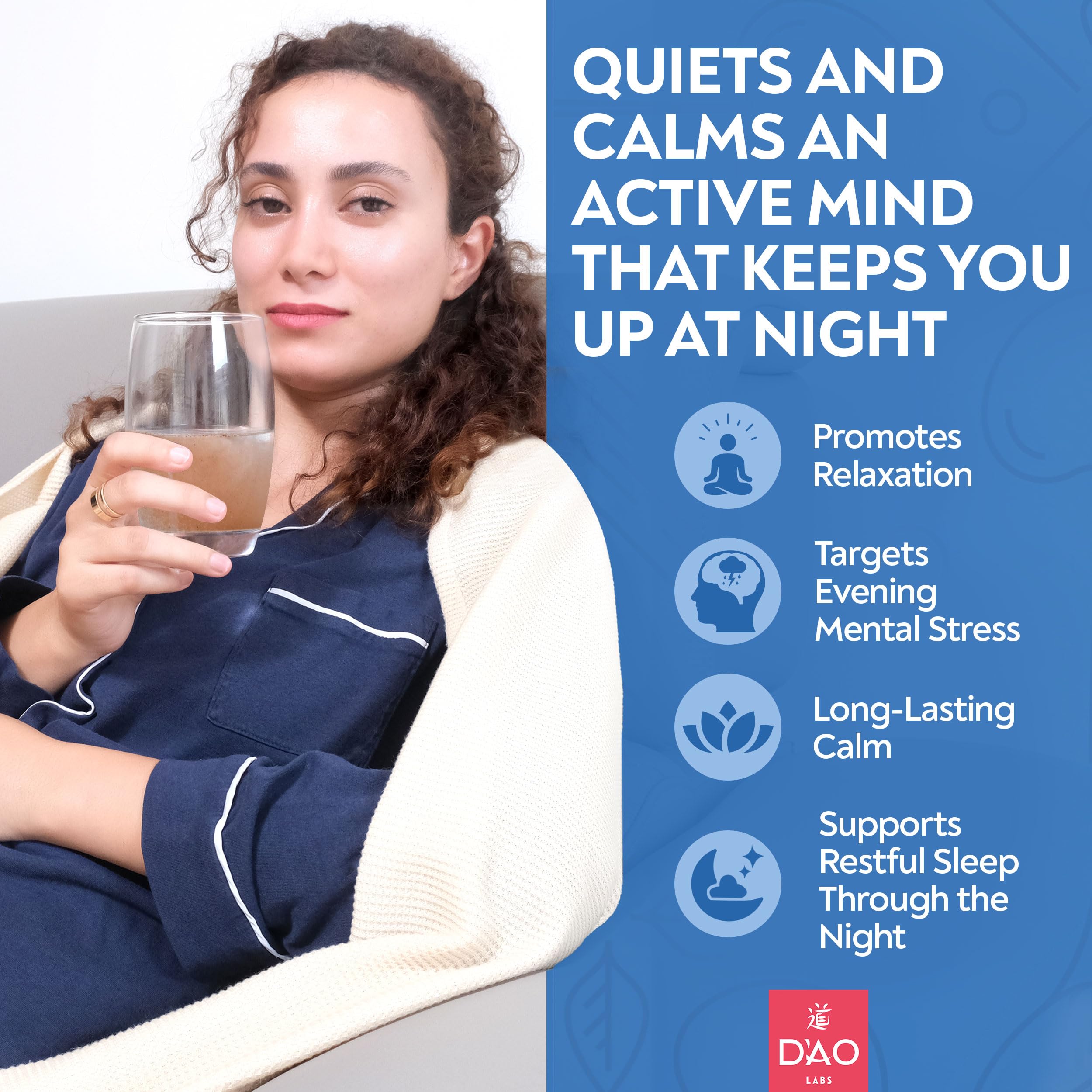 Serving glass dissolving Mental Tranquility effervescent powder