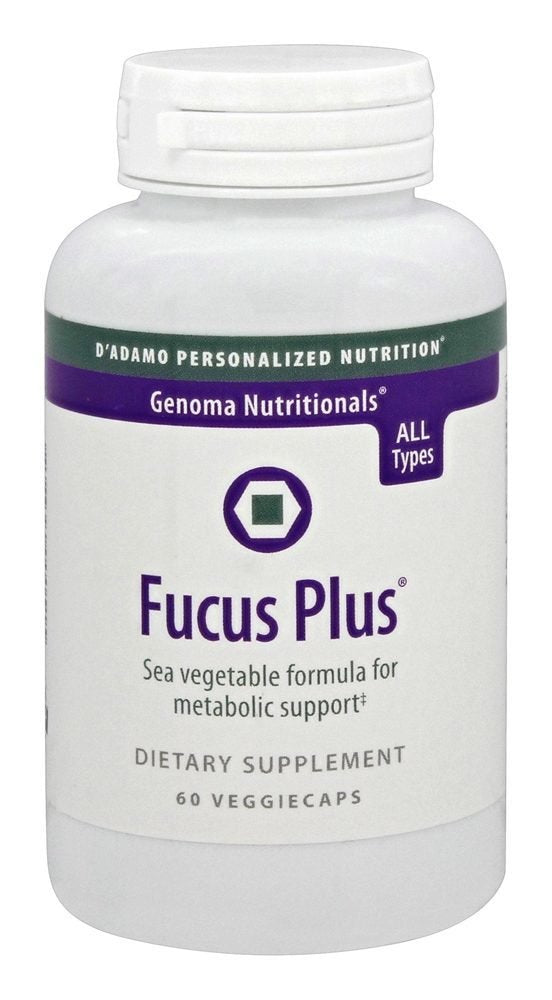 D'Adamo Fucus Plus 60 vcaps bottle – back label with supplement facts