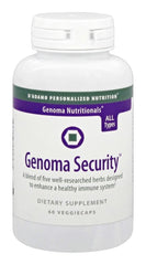 Front view of D'Adamo Genoma Security bottle (60-count)