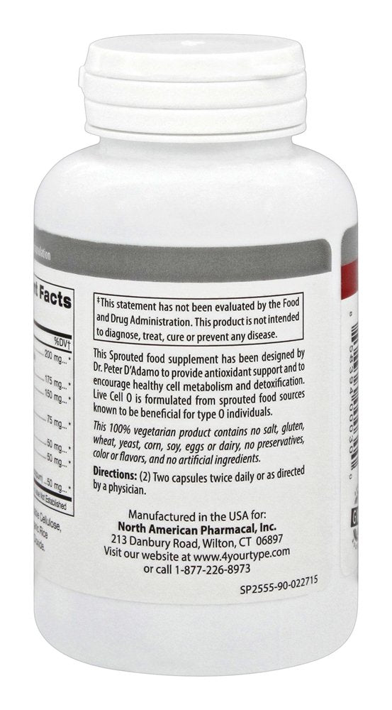 Front label of D'Adamo Live Cell O 90 Vcaps