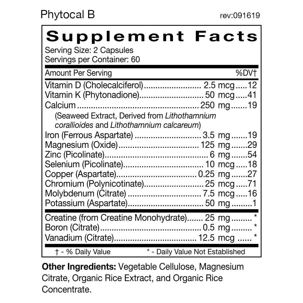 Phytocal B multimineral supplement with seaweed calcium for Blood Type B
