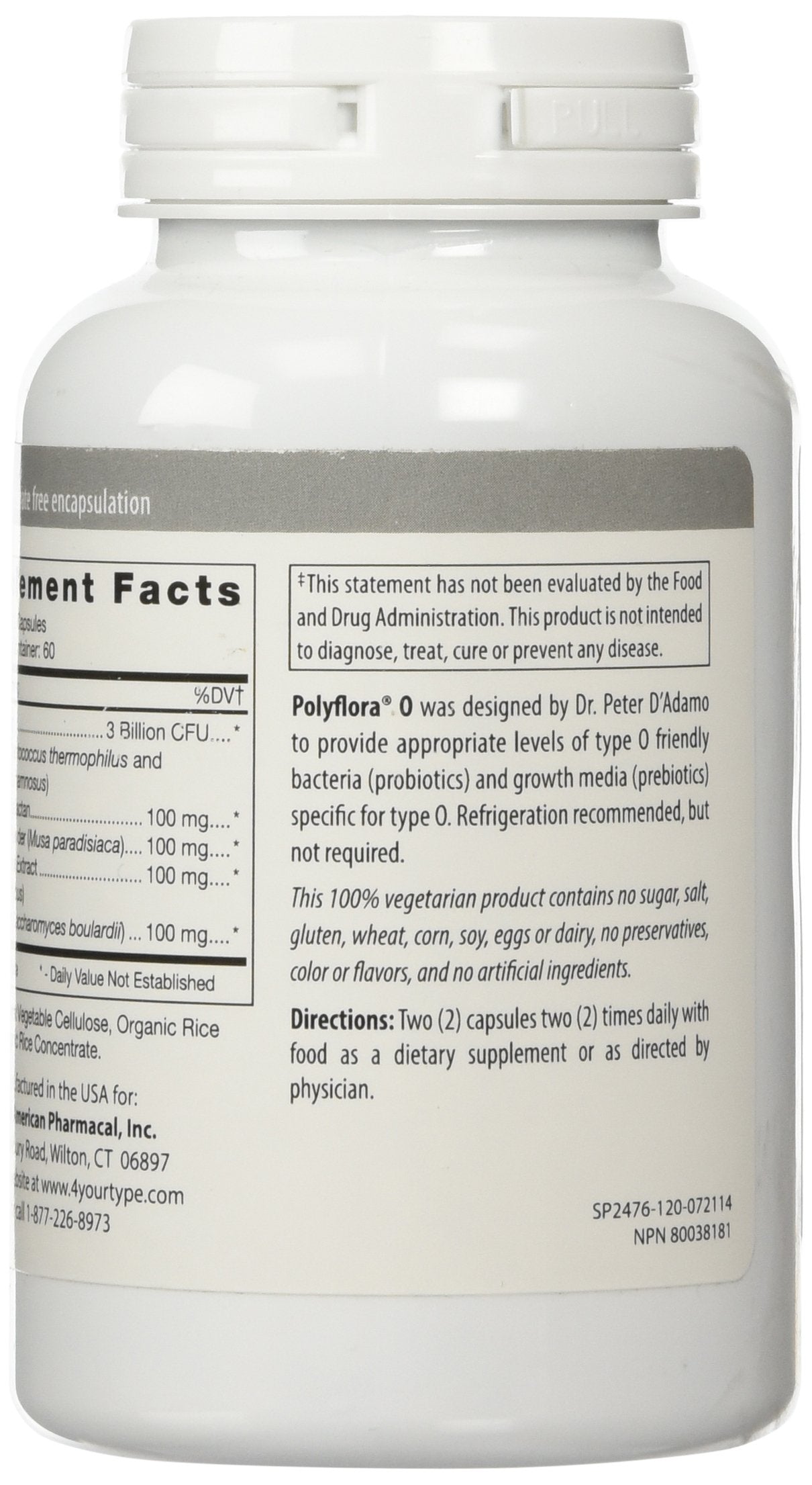 Close-up of D'Adamo Polyflora O packaging