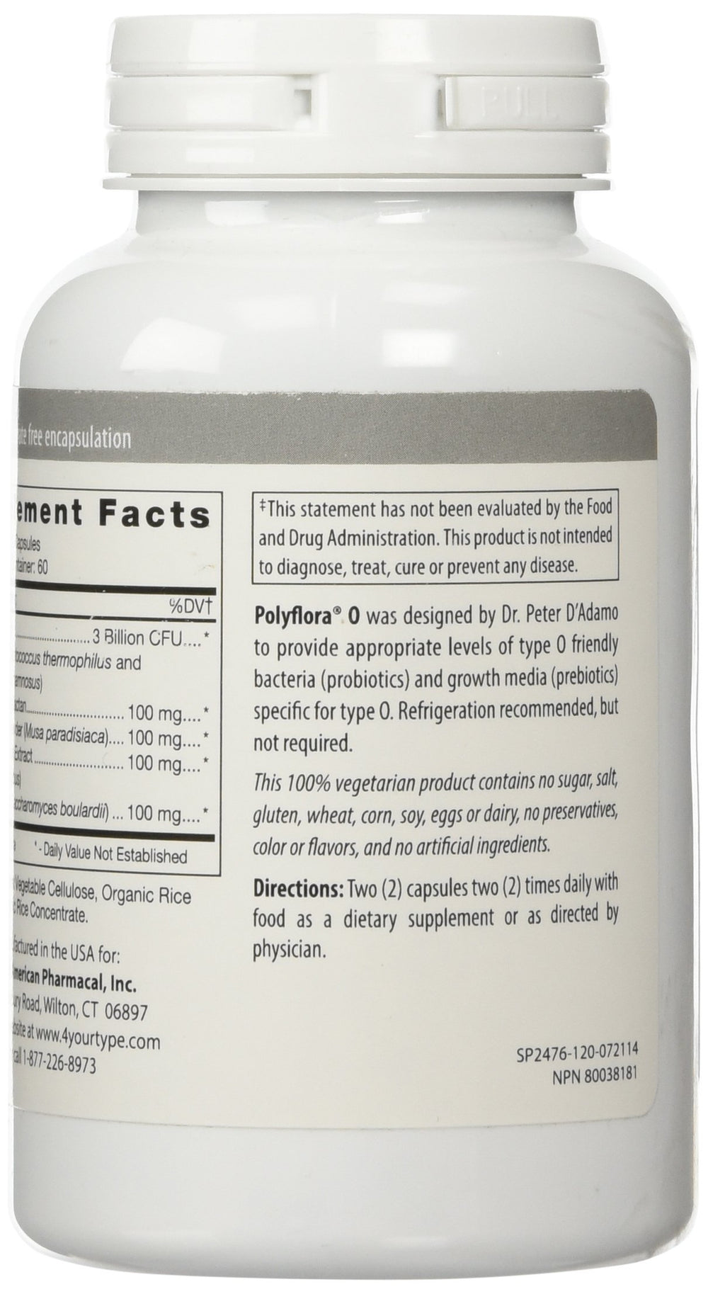Close-up of D'Adamo Polyflora O packaging