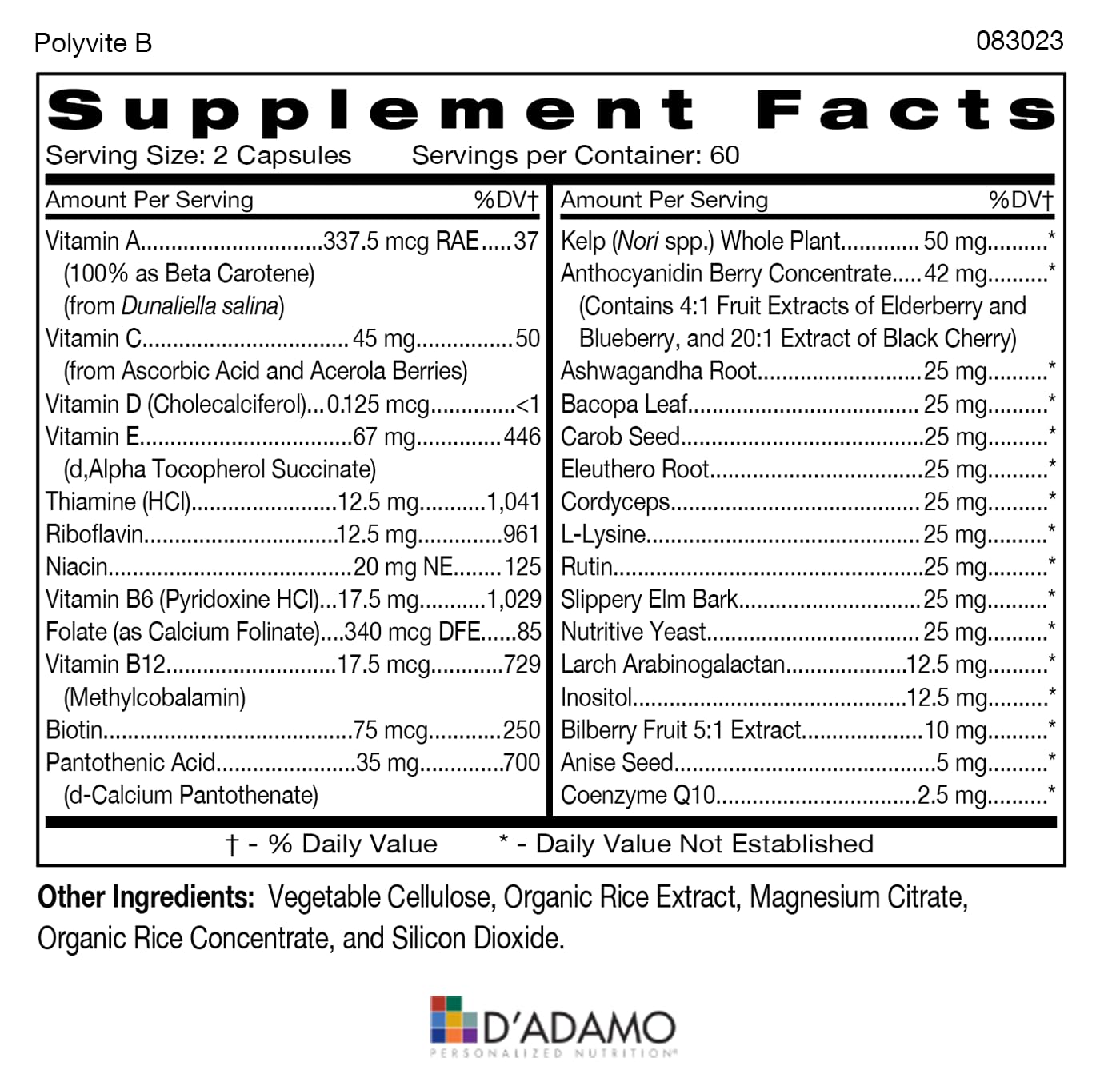 Polyvite B multivitamin for Blood Type B