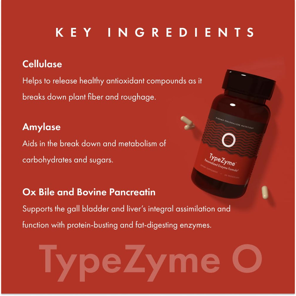 D'Adamo TypeZyme ingredient list on bottle label