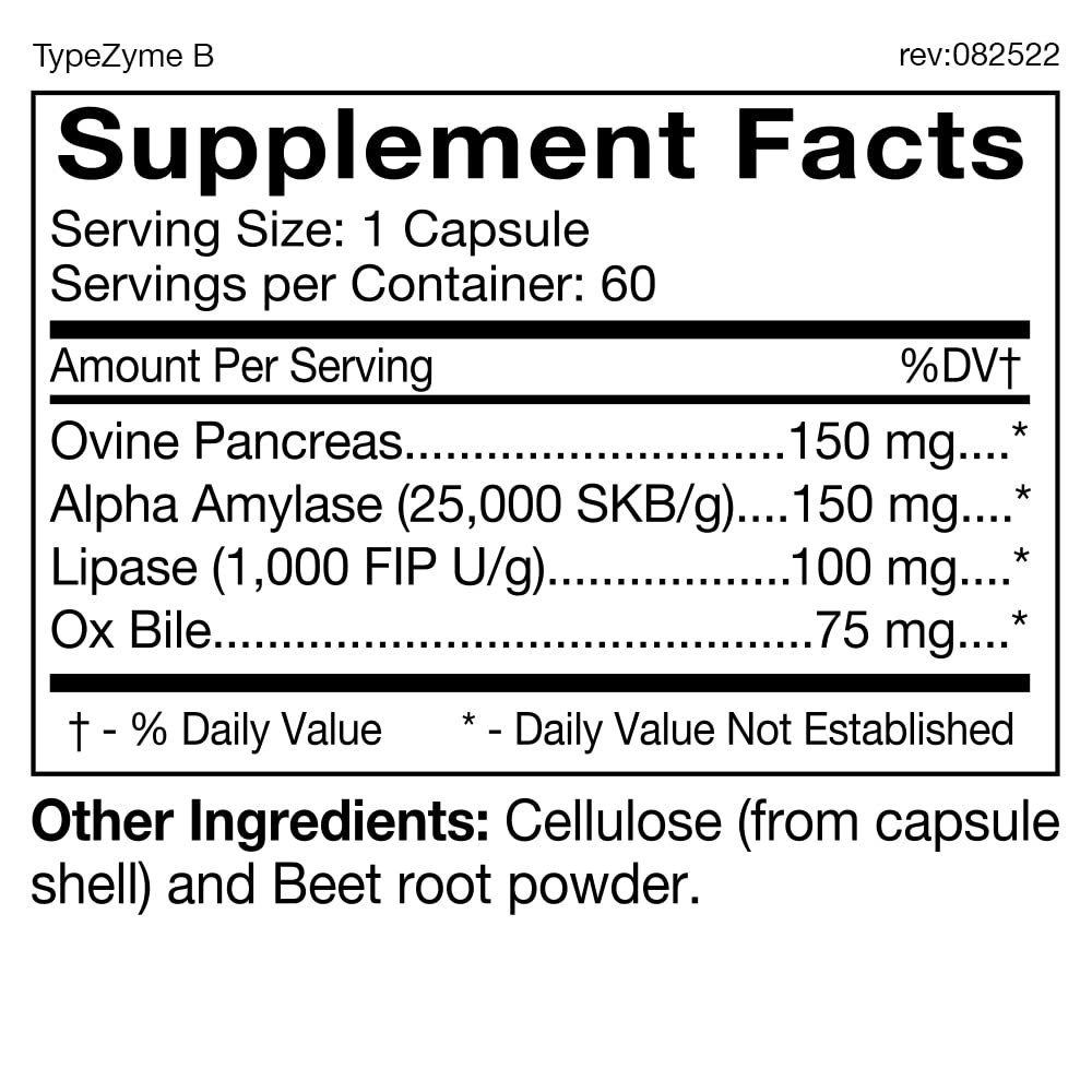 TypeZyme digestive enzyme packaging designed for Blood Type B