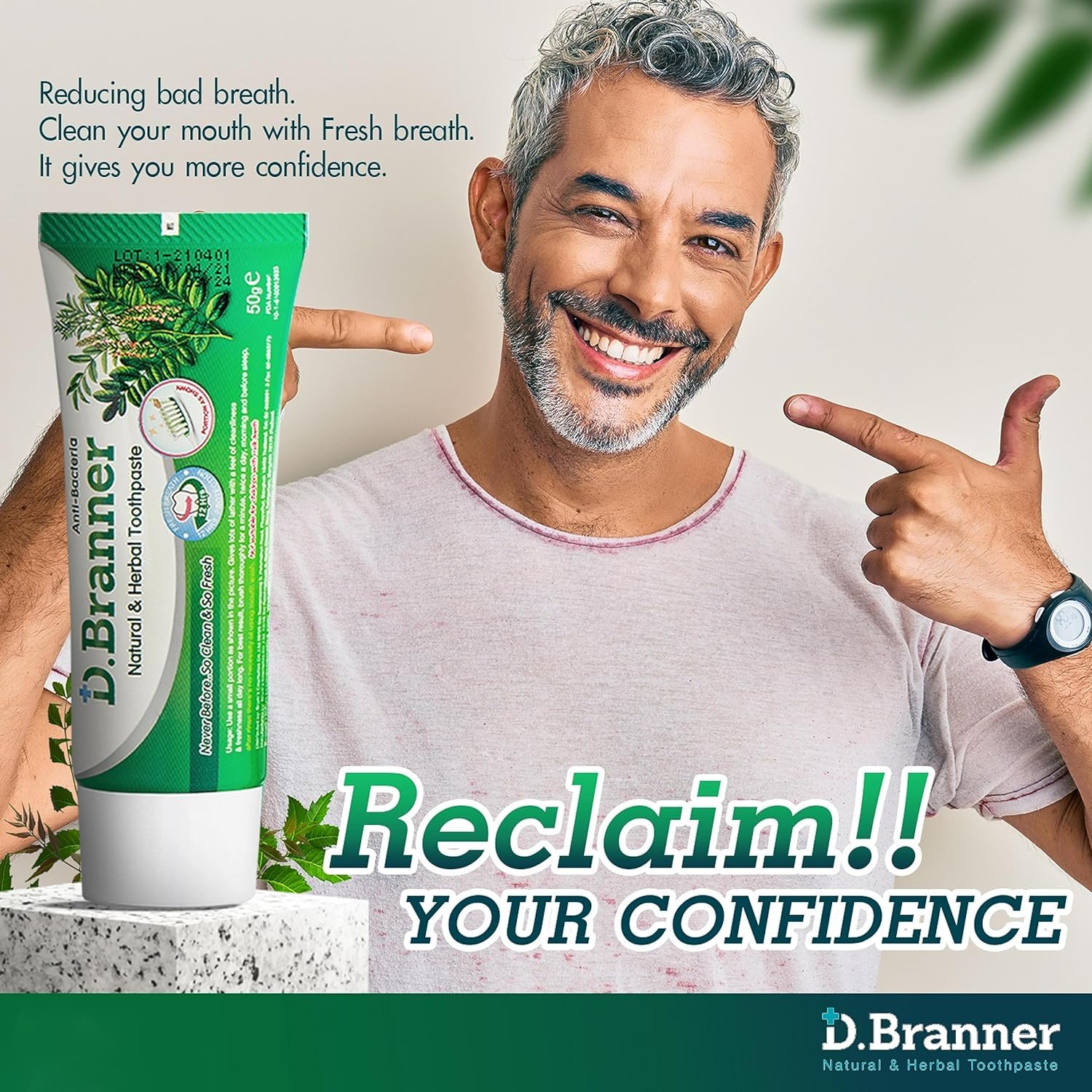 Ingredient list featuring aloe vera, neem leaf oil, camphor, clove and patchouli