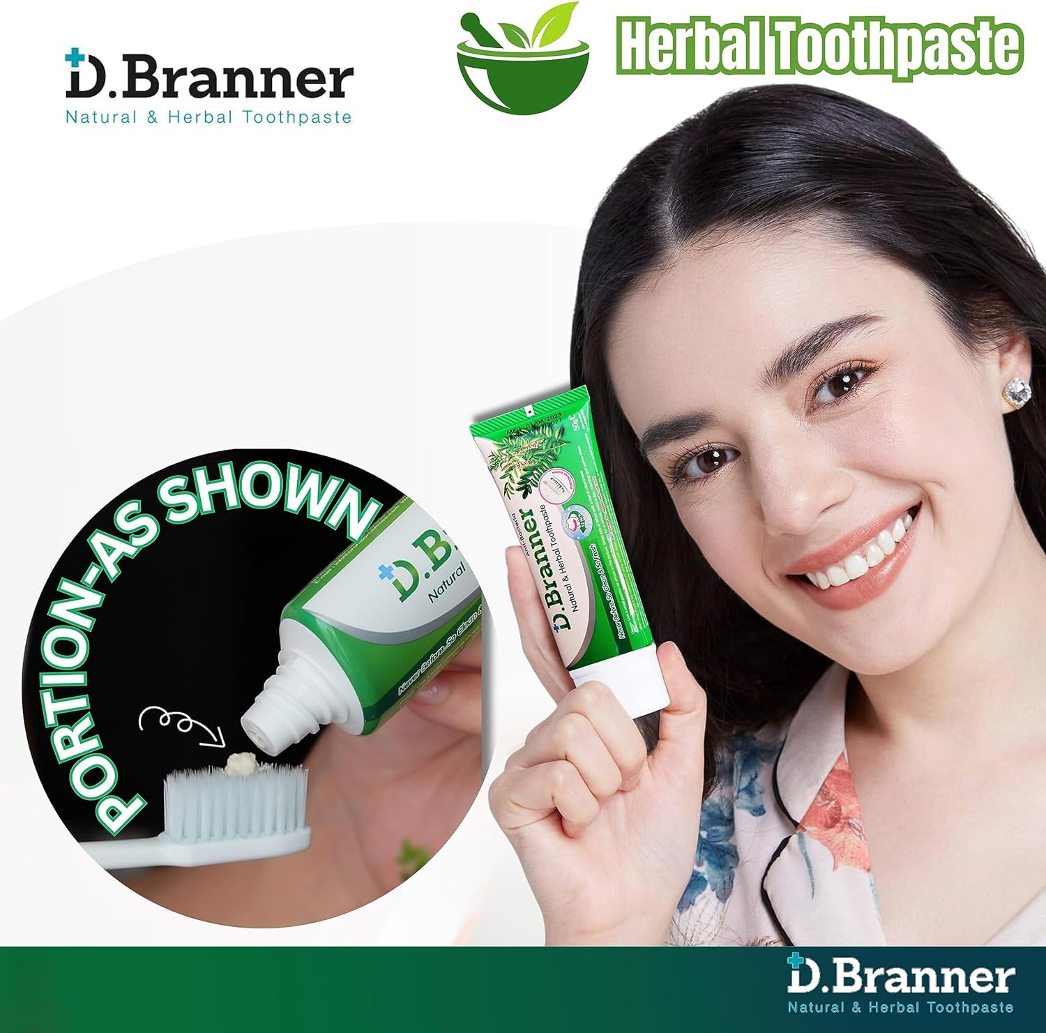 Fluoride-free seal on D.BRANNER Herbal Toothpaste packaging
