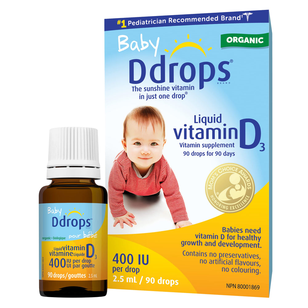 D Drops Baby Vitamin D bottle with dropper