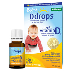 D Drops Baby Vitamin D bottle with dropper