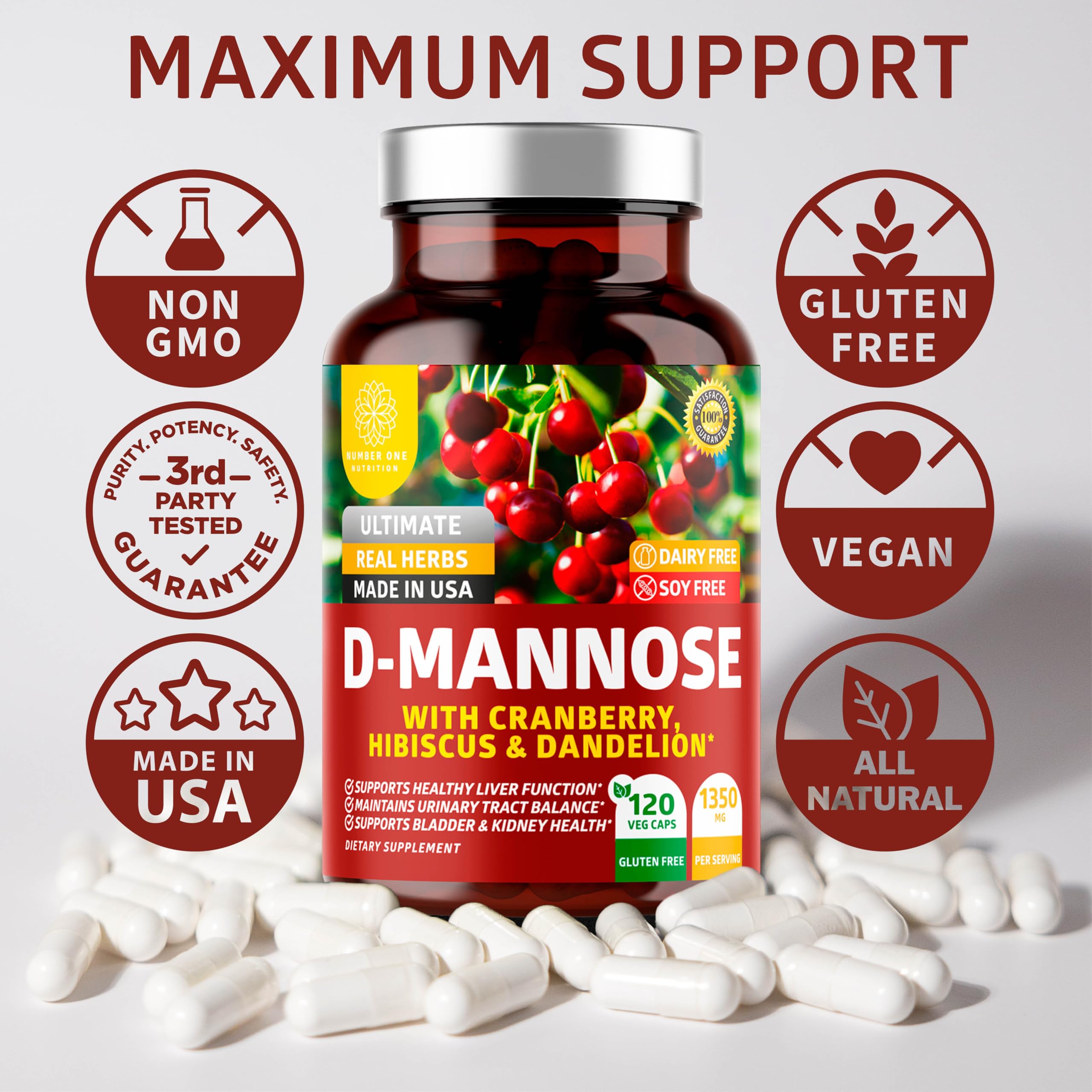 Number One Nutrition D-Mannose 120-count bottle