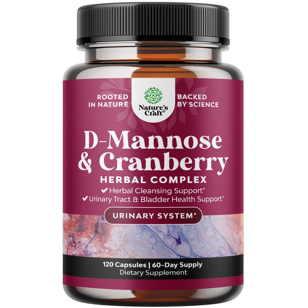 Bottle of D Mannose with Cranberry 1000mg capsules